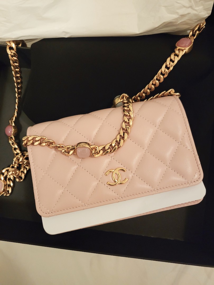 Chanel 22P Sakura pink calfskin woc gold hardware