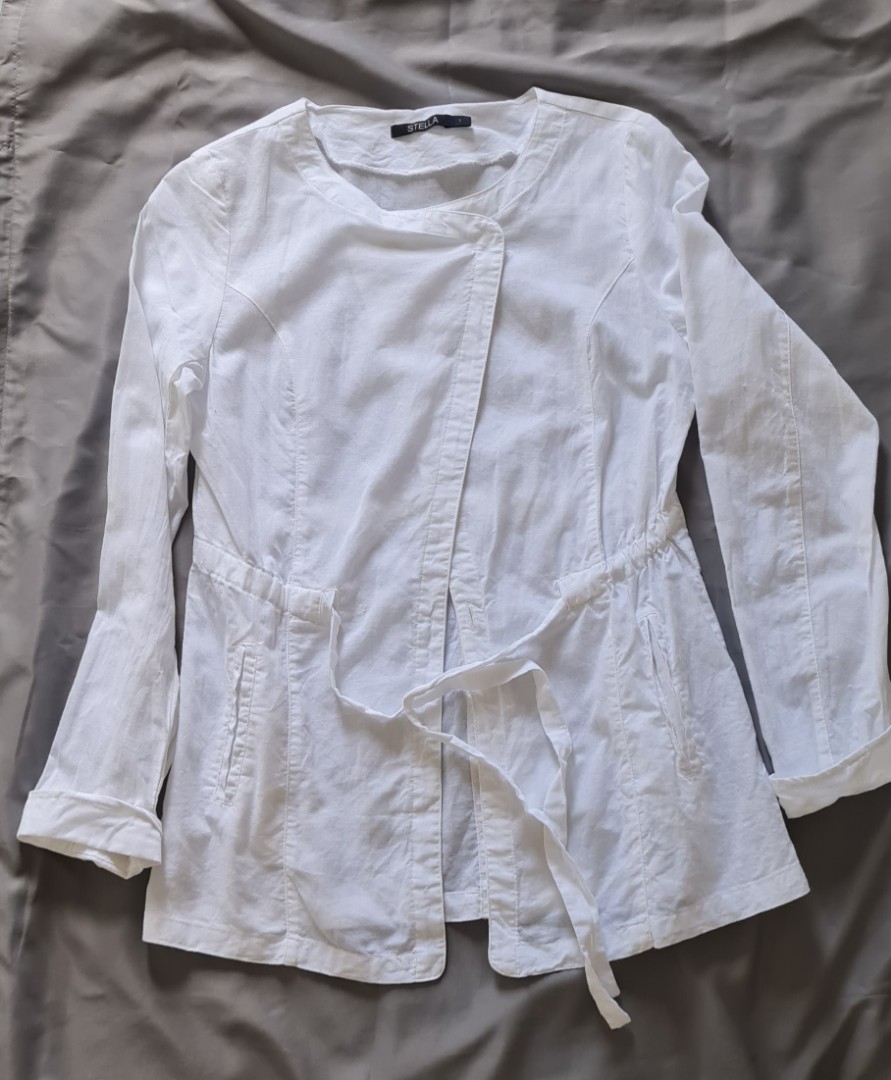 Stella White Linen Jacket, Women's Fashion, Coats, Jackets and