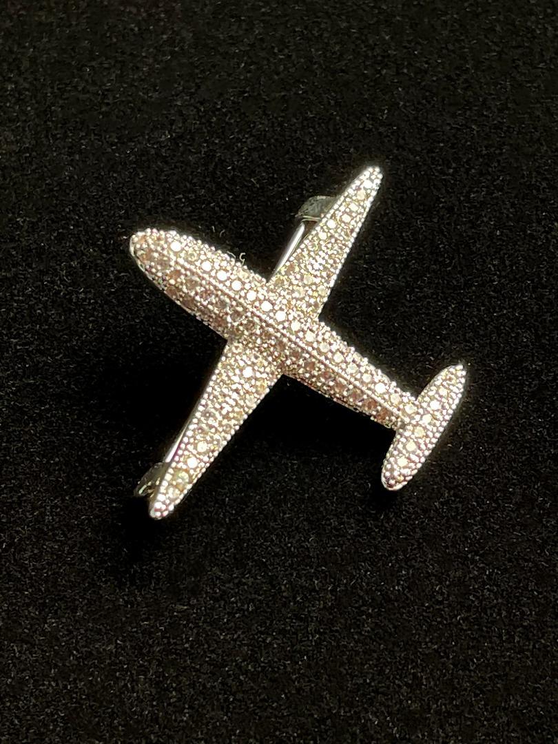 Unisex Unique and Super Sparkly Aeroplane Brooch