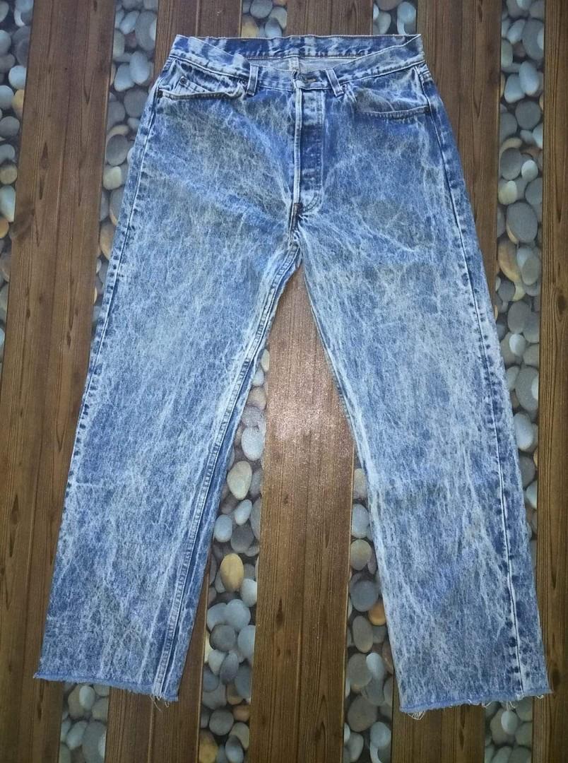 VINTAGE 80'S LEVIS 501 JEANS ACID WASH MADE IN USA STAMP BUTTON