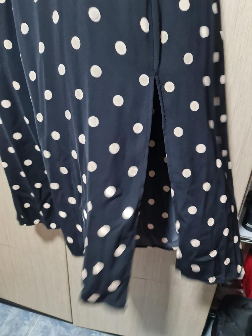warehouse black and white spot dress