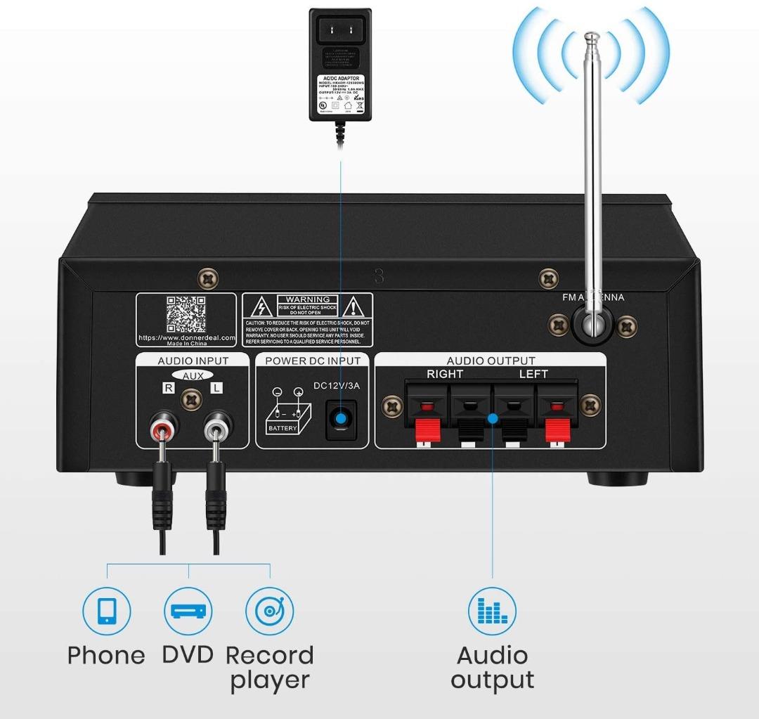 Wireless Audio Amplifier, Moukey Bluetooth Stereo Amplifiers Peak Power