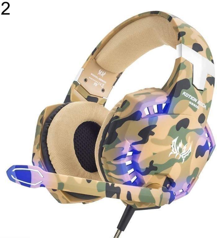 X4204 KOTION Each G2600 PS5 Camo Gaming Headset PS4 Headset with