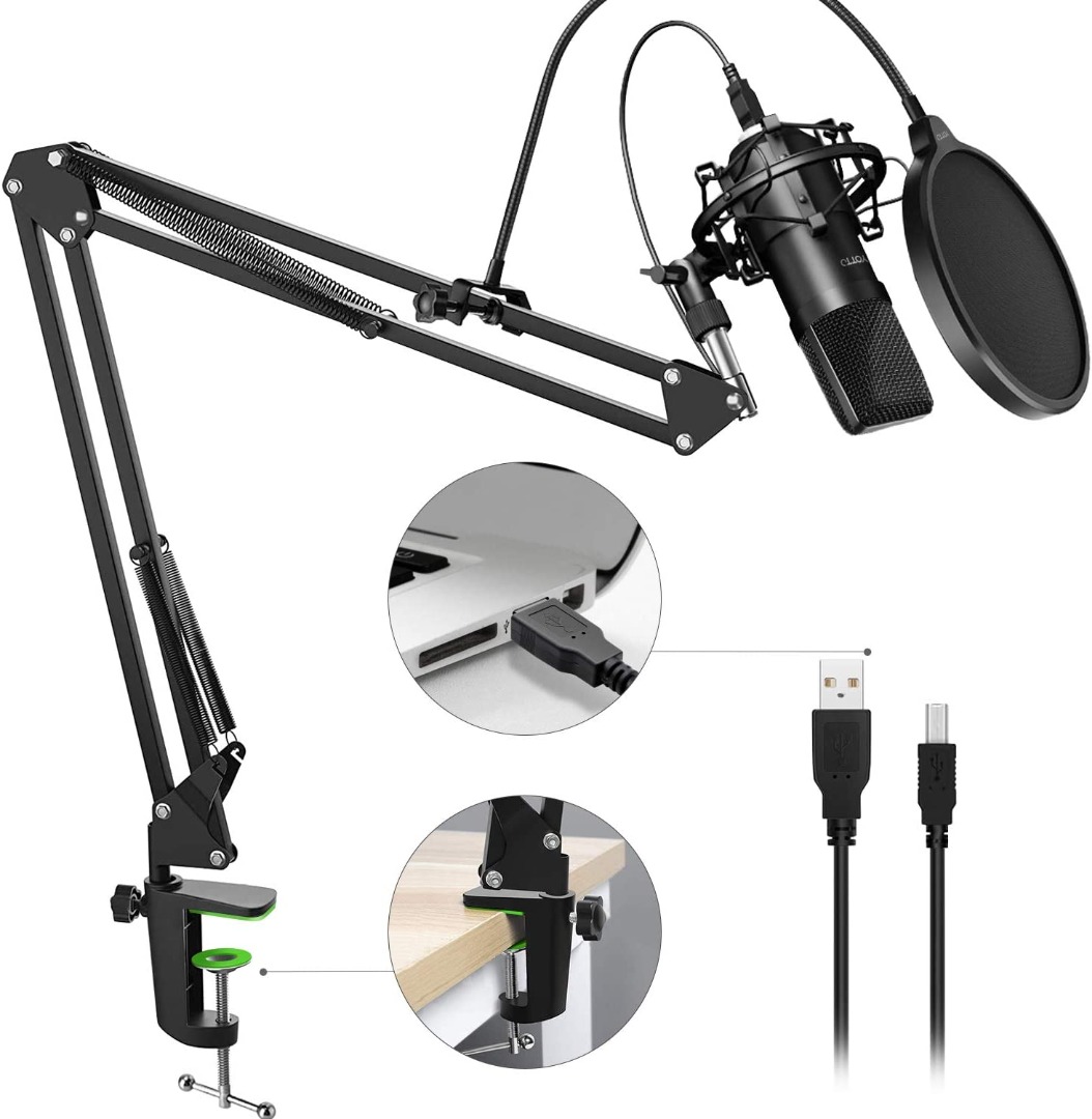 YOTTO USB Microphone Cardioid Condenser Mic 192KHz/24bit Plug and Play