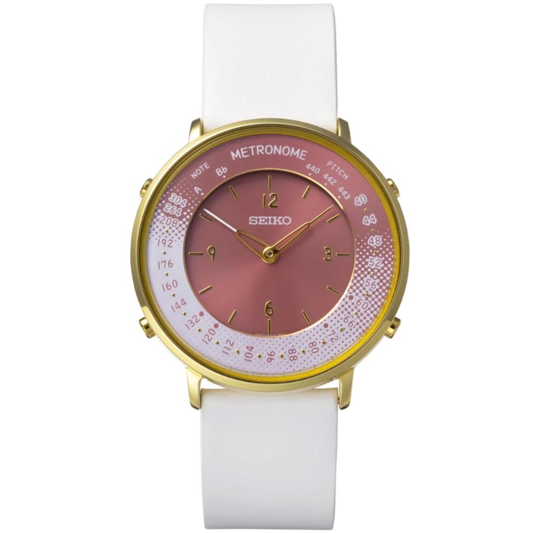 100% Original Seiko Metronome SMW002B Quartz Pink Dial White Leather Casual  Unisex Watch, Women's Fashion, Watches & Accessories, Watches on Carousell