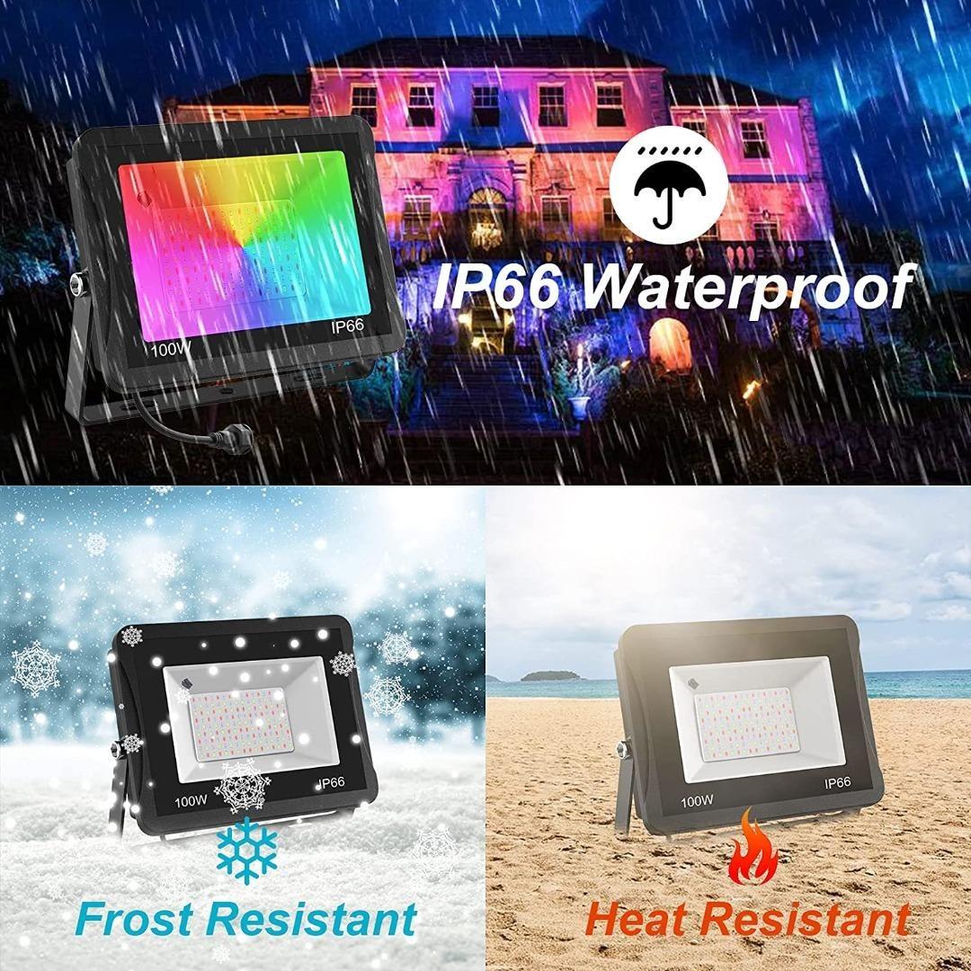 100W RGB LED Flood Lights, T-SUNUS Colour Changing LED Security Garden Light  with Remote Control, 16 Colours  Modes, Waterproof Floodlight with UK  Plug  Remote Control PACK ),