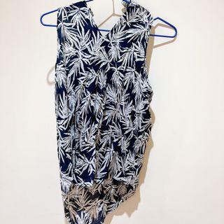 藍白無袖夏日洋溢背心