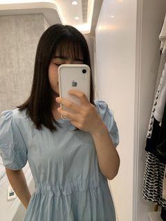 淺藍色 氣質 長洋裝 （實穿圖）