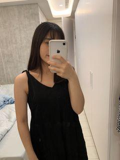 黑色 無袖 氣質 長洋裝 （實穿圖）