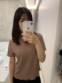 甜美風 藕粉 T-shirt （實穿圖）