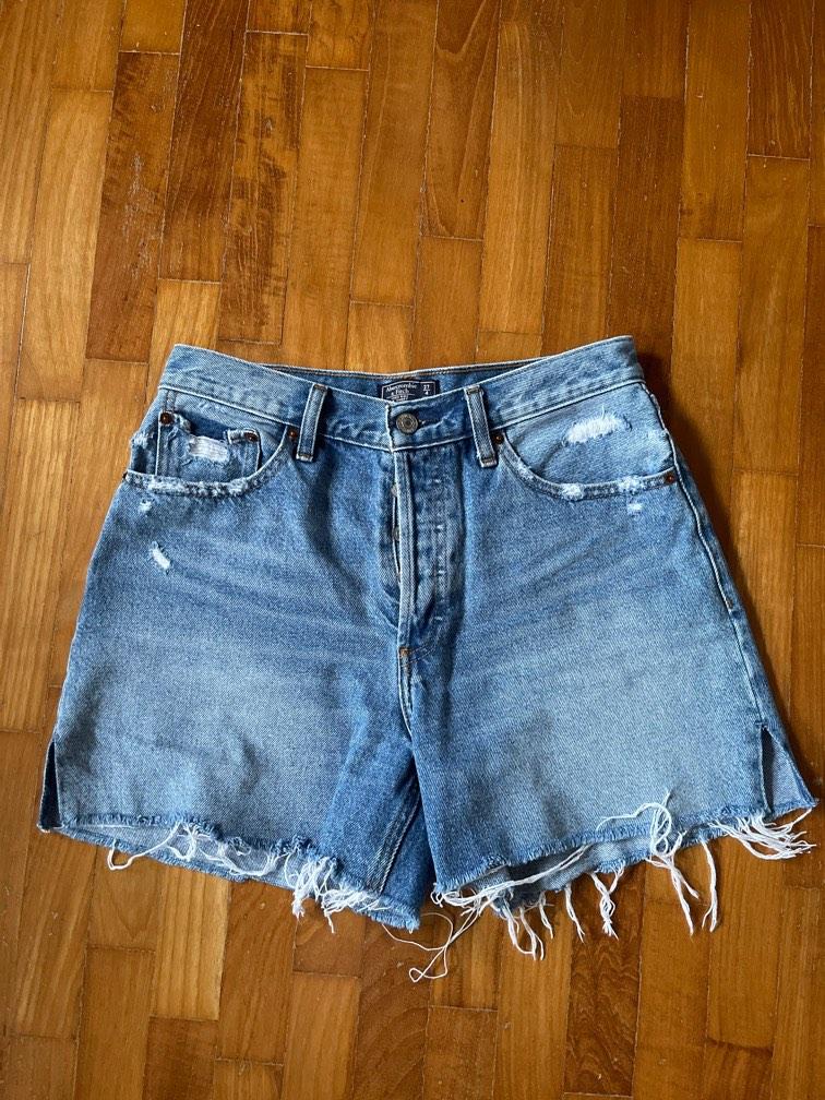 Medium length discount denim shorts