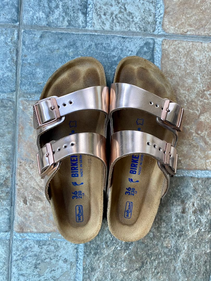 birkenstock arizona soft footbed metallic copper