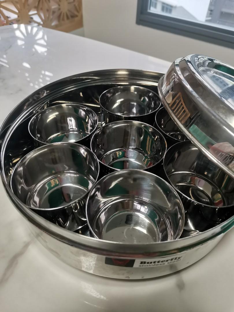 Container Dappa Butterfly brand Stainless Steel Masala Box with Lid masala dappa spice ...