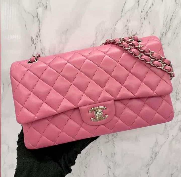 Chanel Medium Double Flap Pink Lambskin SHW (Category: Luxury Bags & Wallets) located in Manila. Submitted by bagislifeshop (Listing ID 1189874660, Image 2). Description: Gorgeous!!! 💕💕💕 100% Authentic Chanel Medium Double Flap Pink Lambskin SHW Condition: 8.5/10 Comes with Box Dustbag Authenticity Card and Stamped Booklet.