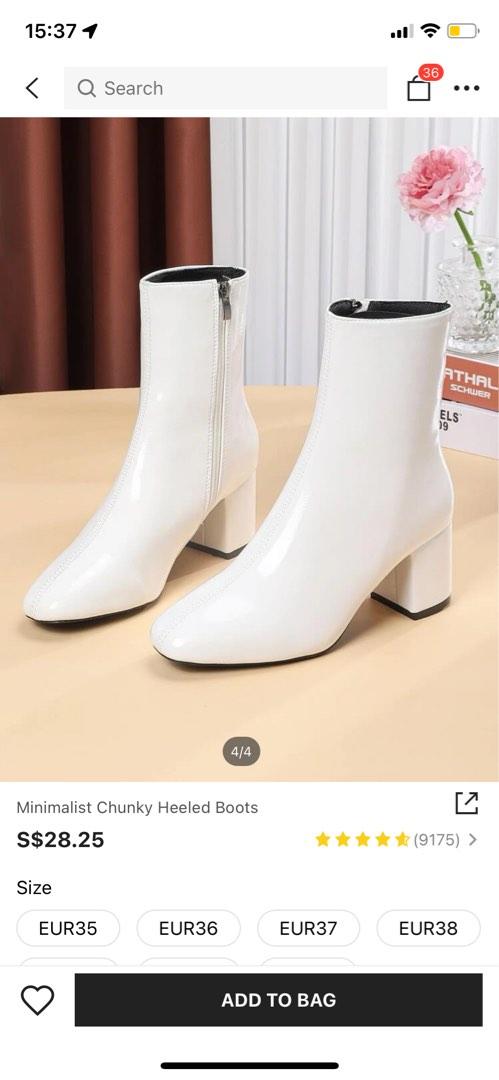 Chunky heel new arrivals white boots