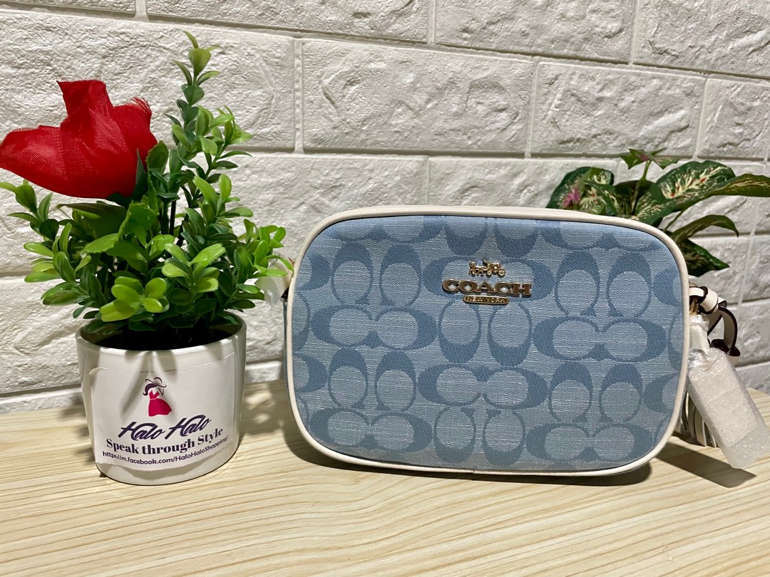 COACH Mini Jamie Camera Bag In Signature Chambray Denim, Luxury, Bags
