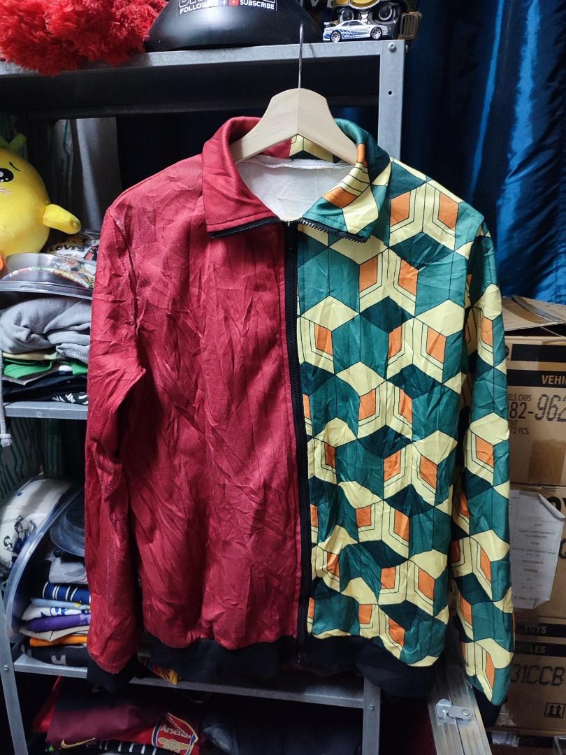 Giyu Tomioka Demon Slayer Padded Jacket with Green and Orange Cube Water Style Design TS04 main image 0