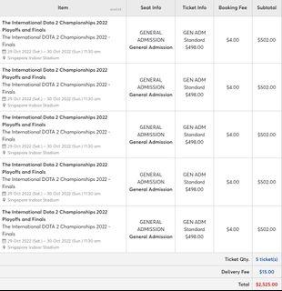 Dota2 the International 11 TI11 Grand Final tickets (only 2 tickets left)