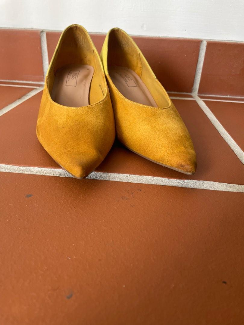 REDUCED Dual tone yellow orange low heels M S UK 5