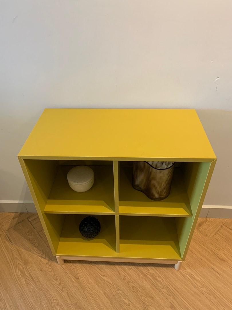 EKET IKEA storage 4 compartment yellow with stand base, Furniture
