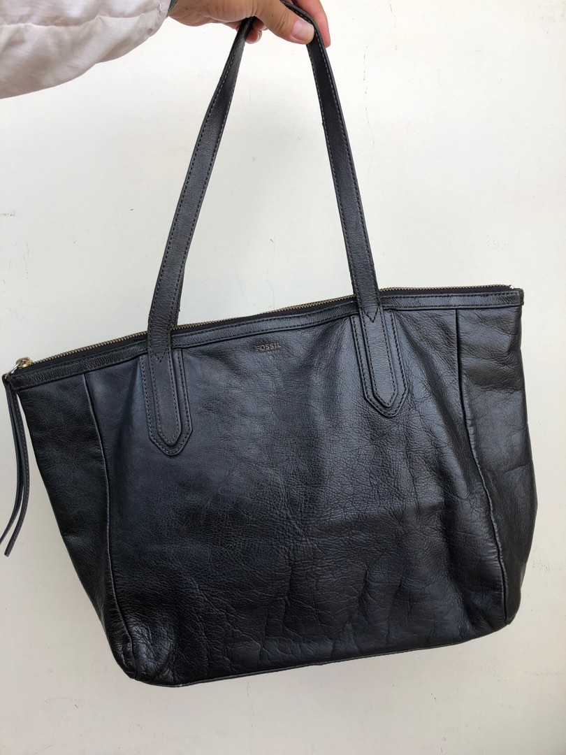 Fossil Sydney black leather shoulder/tote bag with etiketa, Women's ...