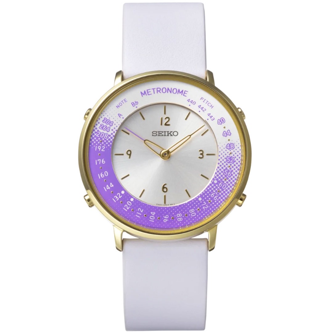 Genuine Seiko Metronome Purple Dial SMW003B White Leather Strap Analog  Quartz Watch, Women's Fashion, Watches & Accessories, Watches on Carousell
