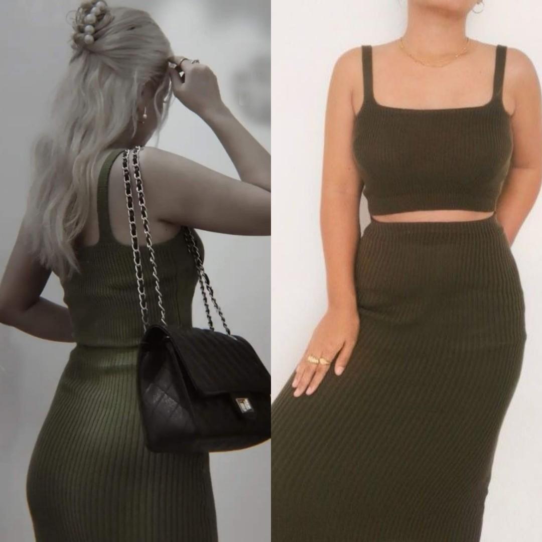 Green Knitted Midi Coordinates Bodycon (Category: Sets or Coordinates) located in Manila. Submitted by swimfitstyle (Listing ID 1189922151, Image 1). Description: .