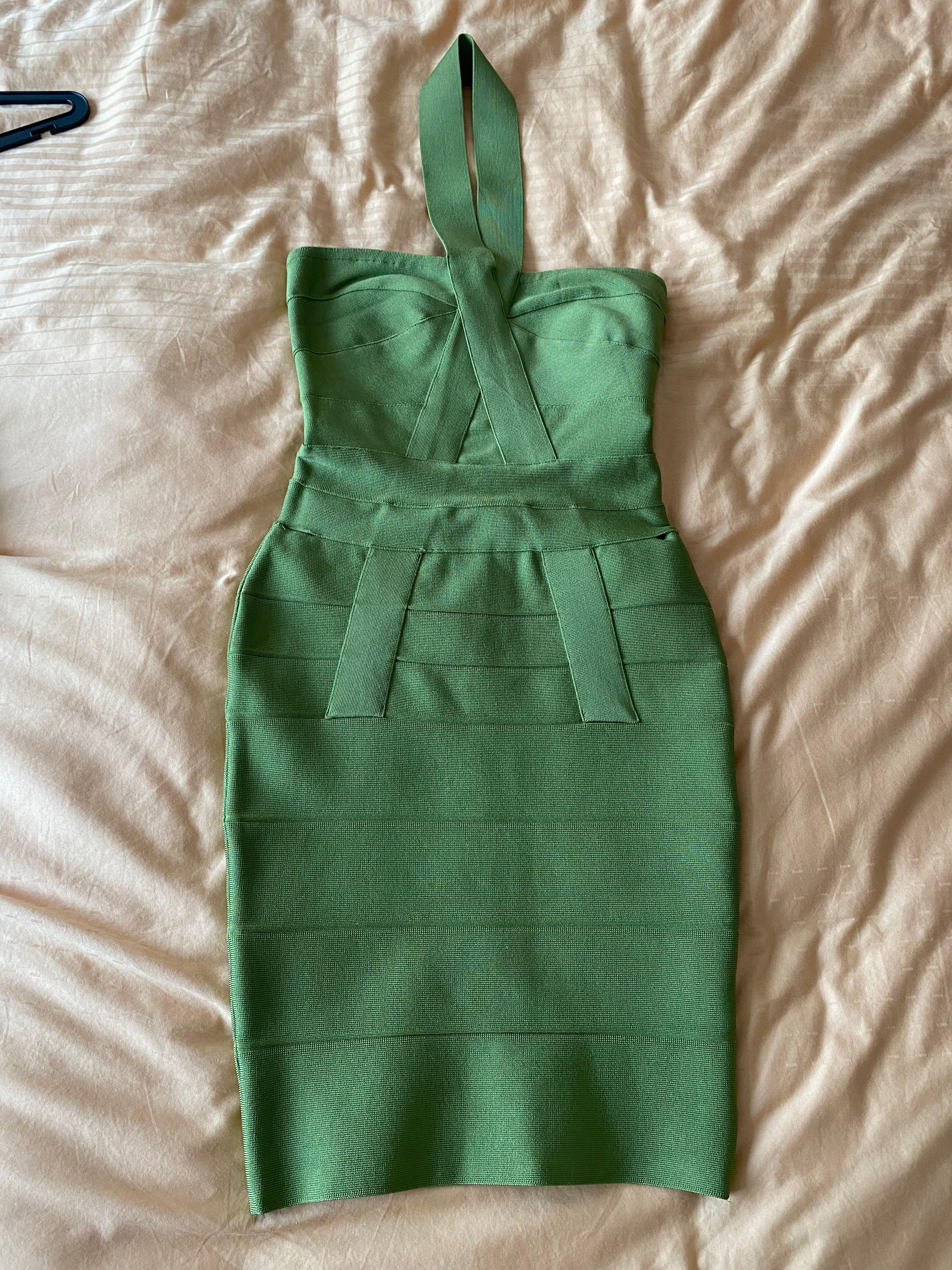 Herve leger bandage green dress, Women's Fashion, Dresses & Sets, Dresses  on Carousell