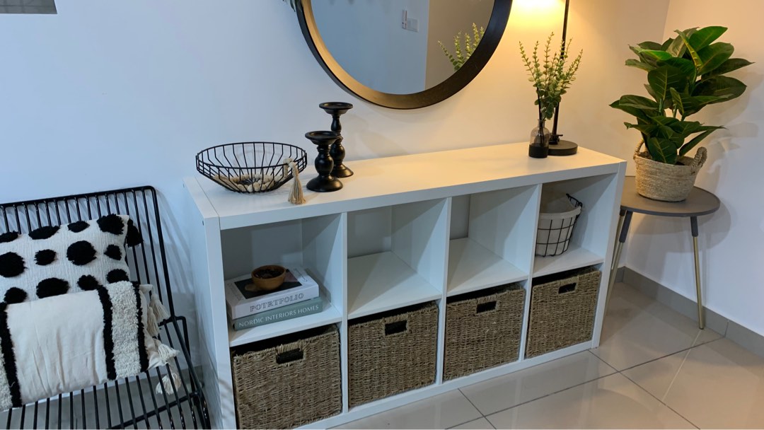 Ikea Kallax cube shelves with baskets set, Furniture & Home Living