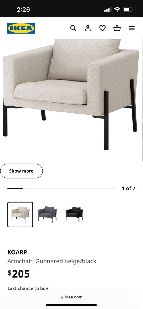 IKEA koarp chair cover, Furniture & Home Living, Furniture, Chairs on