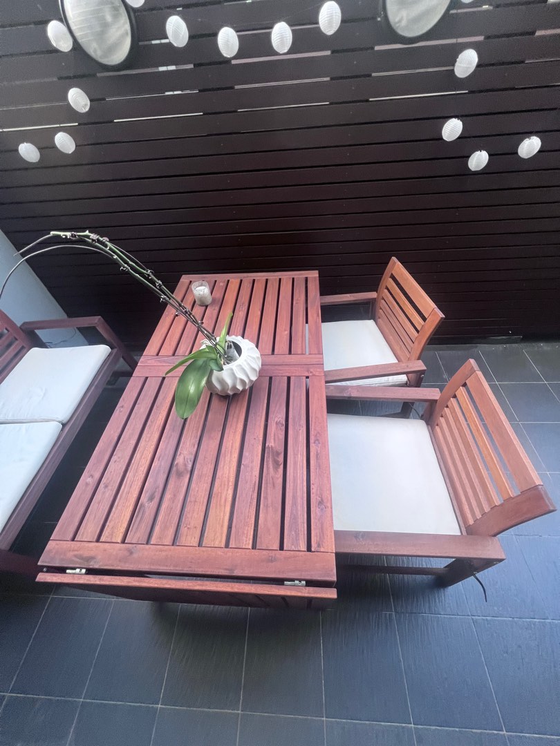 Ikea outdoor table + 2 chairs, Furniture & Home Living, Outdoor