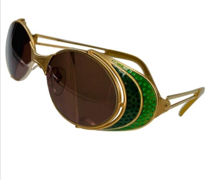 Jean Paul Gaultier Rare Vintage Green Enamel Gold Steampunk