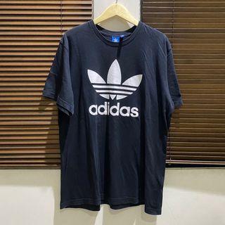 Kaos Adidas Logo Trefoil White on Black Original