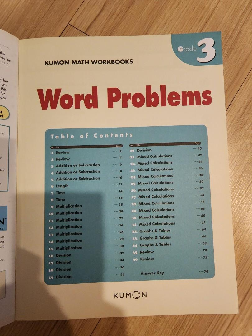 Kumon Math Workbooks ( Grade 3 ) - word problems, Hobbies & Toys, Books
