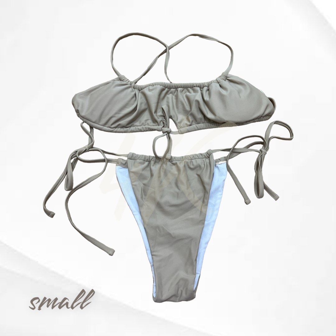 light khaki two piece swimsuit bikini small, Women's Fashion, Swimwear