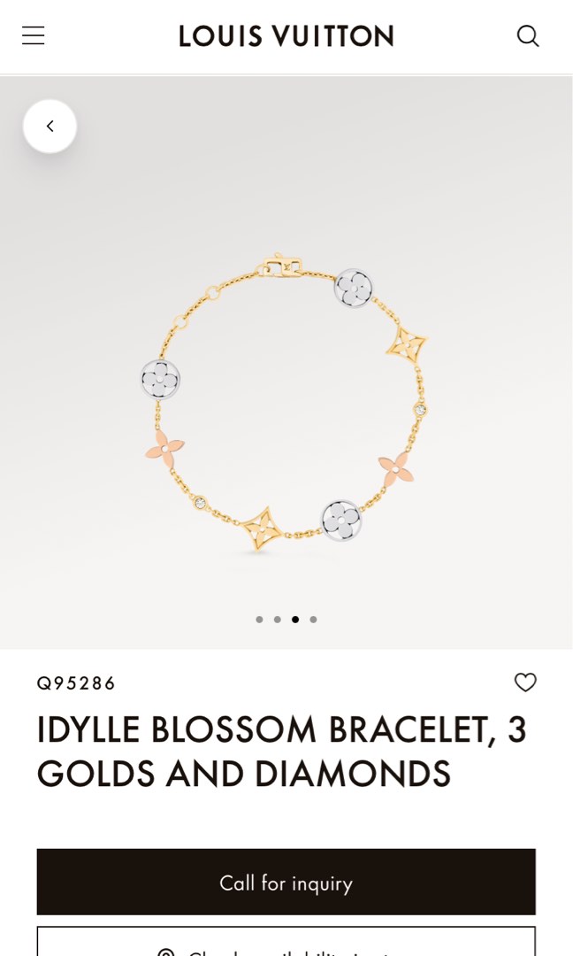 Discover Louis Vuitton Idylle Blossom bracelet, 3 golds and diamonds:  Feminine and playful, the Idylle Blossom col…