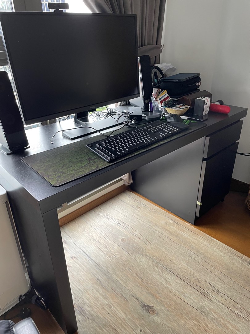 Malm Ikea Work Desk with Drawers, Furniture & Home Living, Furniture