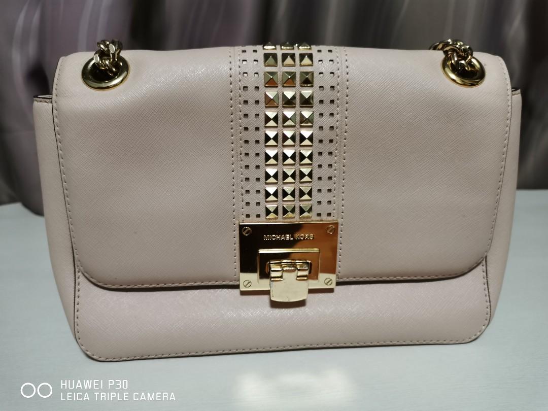 Michael Kors Tina Stud Leather MD Shoulder Flap Bag Women s Fashion Bags Wallets Shoulder Bags on Carousell