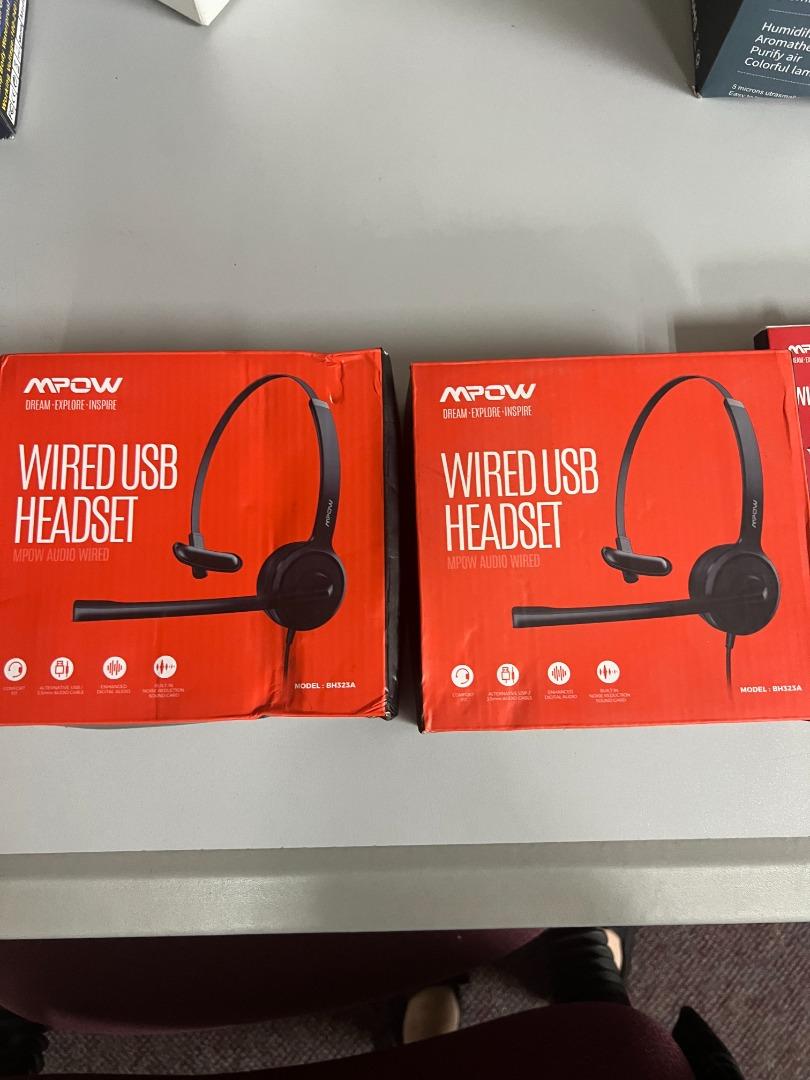 Mpow BH323A Single Sided USB Headset with Microphone Over The Head Computer Headphone 270 Degree Boom Mic for Right Left Ear Comfort fit Call
