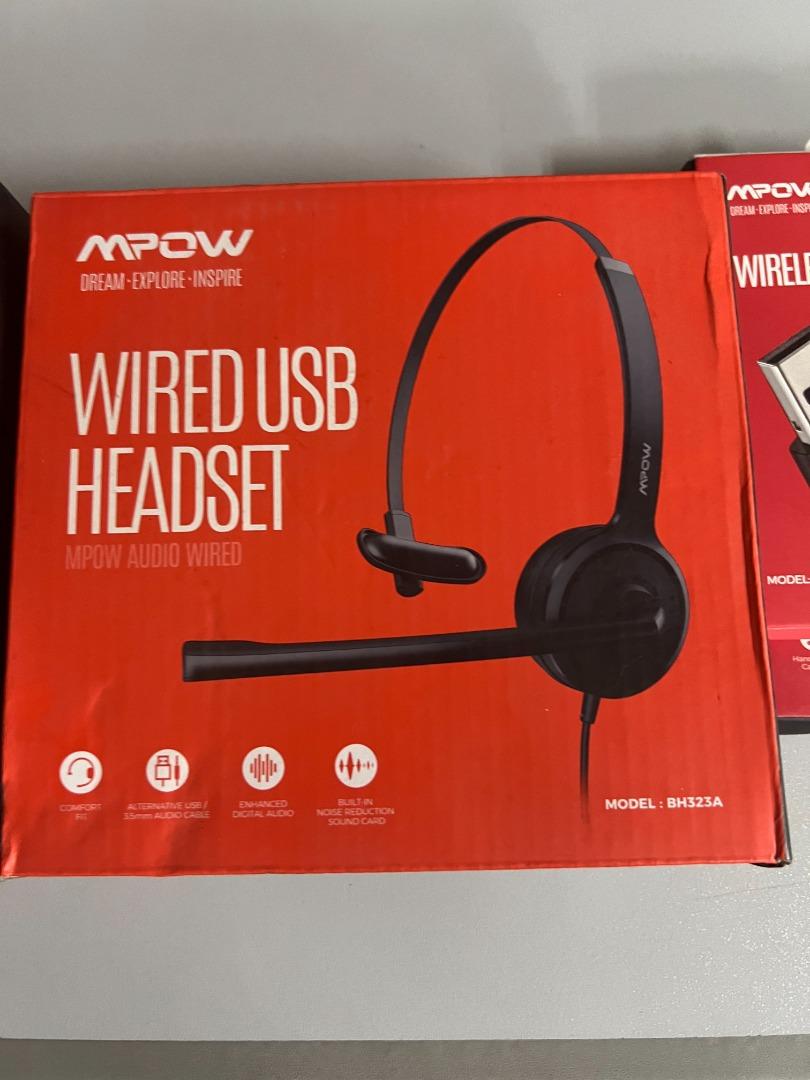 Mpow BH323A Single Sided USB Headset with Microphone Over The Head Computer Headphone 270 Degree Boom Mic for Right Left Ear Comfort fit Call