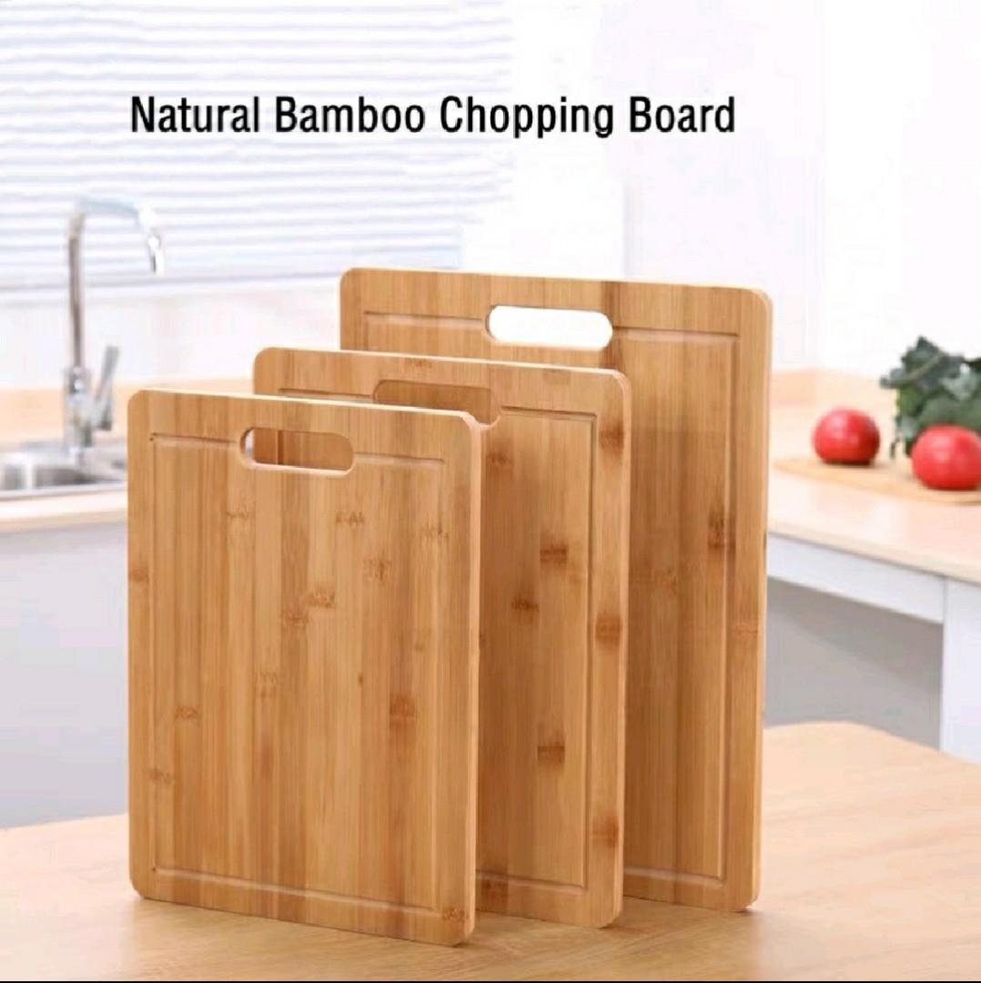 Natural Bamboo Wood Chopping Board Built Handle, Furniture & Home