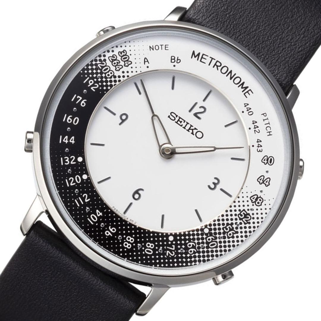 NEW Seiko Metronome SMW001B Black Leather White Analog Dial Quartz Unisex  Casual Watch, Men's Fashion, Watches & Accessories, Watches on Carousell