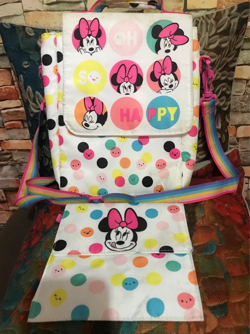 Original Disney minnie mouse bag❤️ (Category: Babies & Kids Fashion) located in Pasig City. Submitted by aonihsedlrs_fabshop (Listing ID 1189744365, Image 1). Description: unused from Japan kasya notebook 2books. Pwde din lagayan ng gamit ni baby .