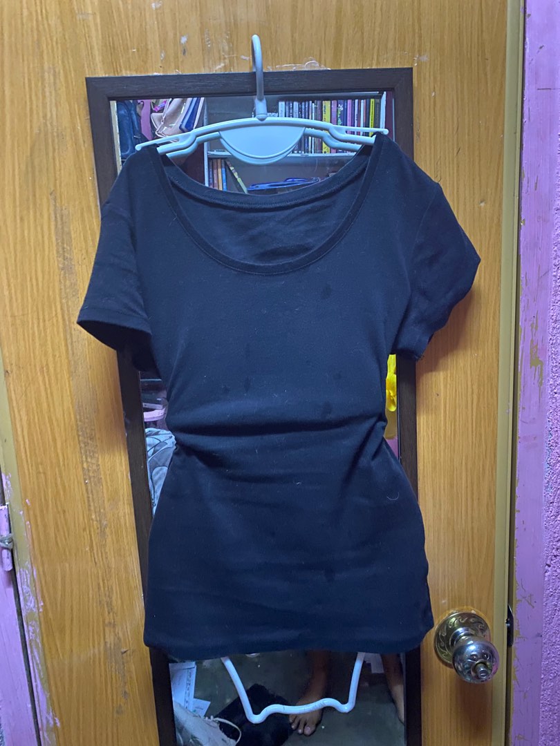 Plain Black Shirt, Women's Fashion, Tops, Shirts on Carousell