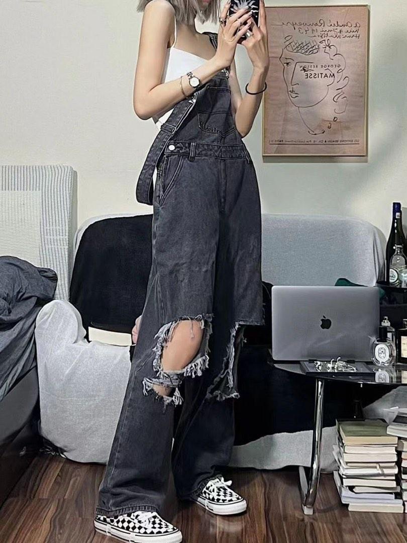 Black overalls with rips online