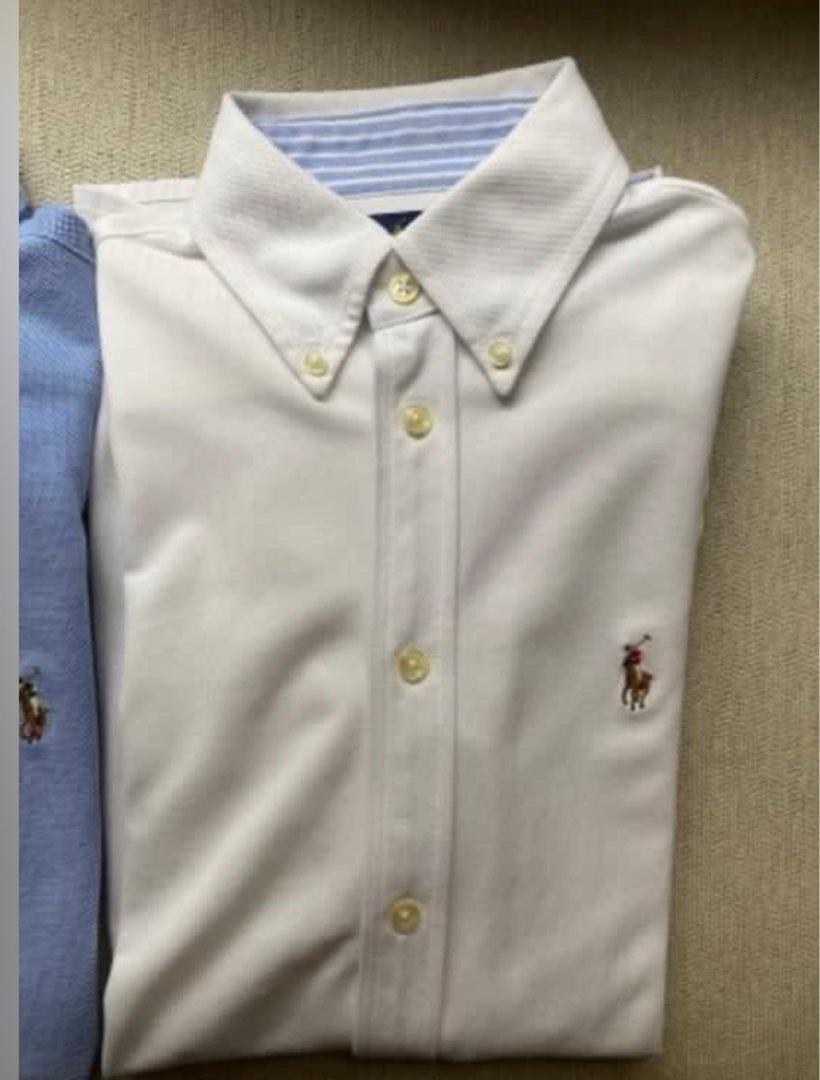 Polo Ralph Lauren white knit cotton Oxford shirt