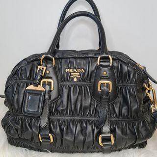 Prada Black  Nappa Leather  Bowling Bag