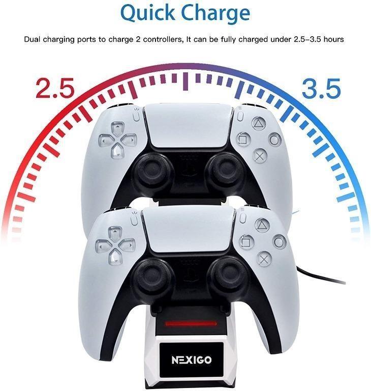 PS5 Controller Charger with AC Adapter with 4 Analog Sticks Covers ...