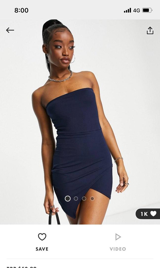 Public desire double layered strapless slinky thigh slit mini dress Women s Fashion Dresses Sets Dresses on Carousell