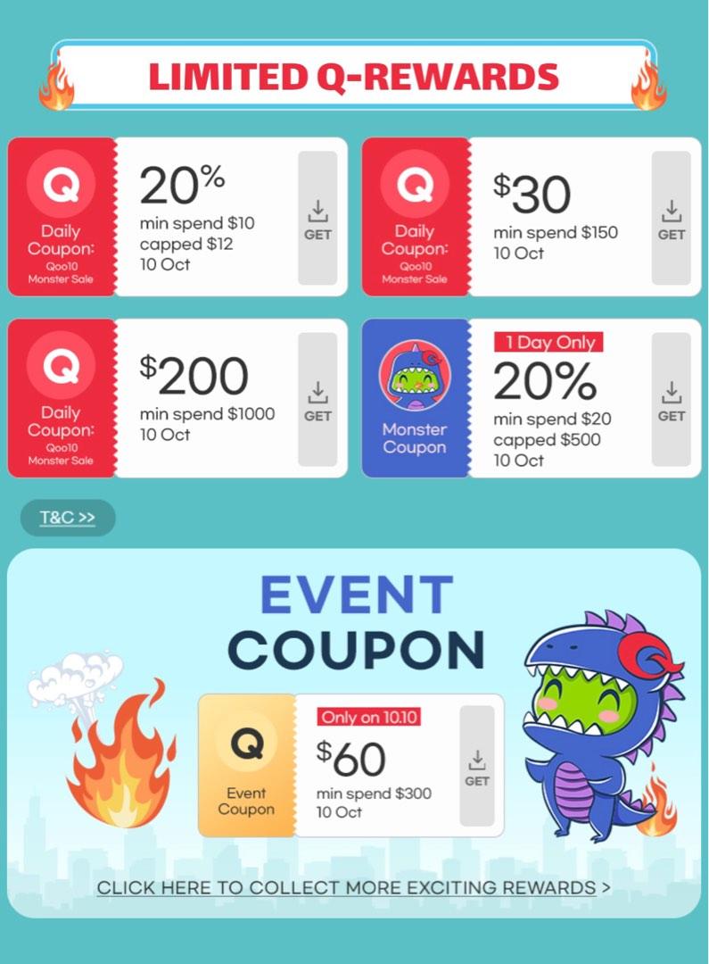 Qoo10 $60 Cart Coupon (10 Oct), Tickets & Vouchers, Vouchers ...